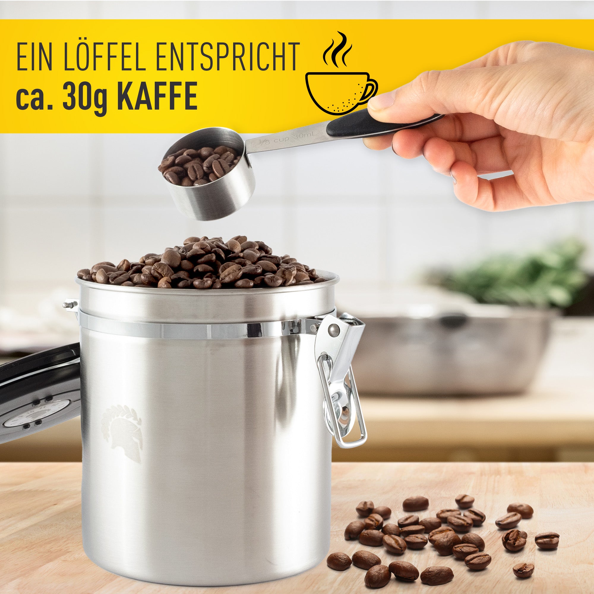 aufbewahrung kaffee Barista Legends® Kaffeedose Silber – Aromadichte Aufbewahrung für Kaffee