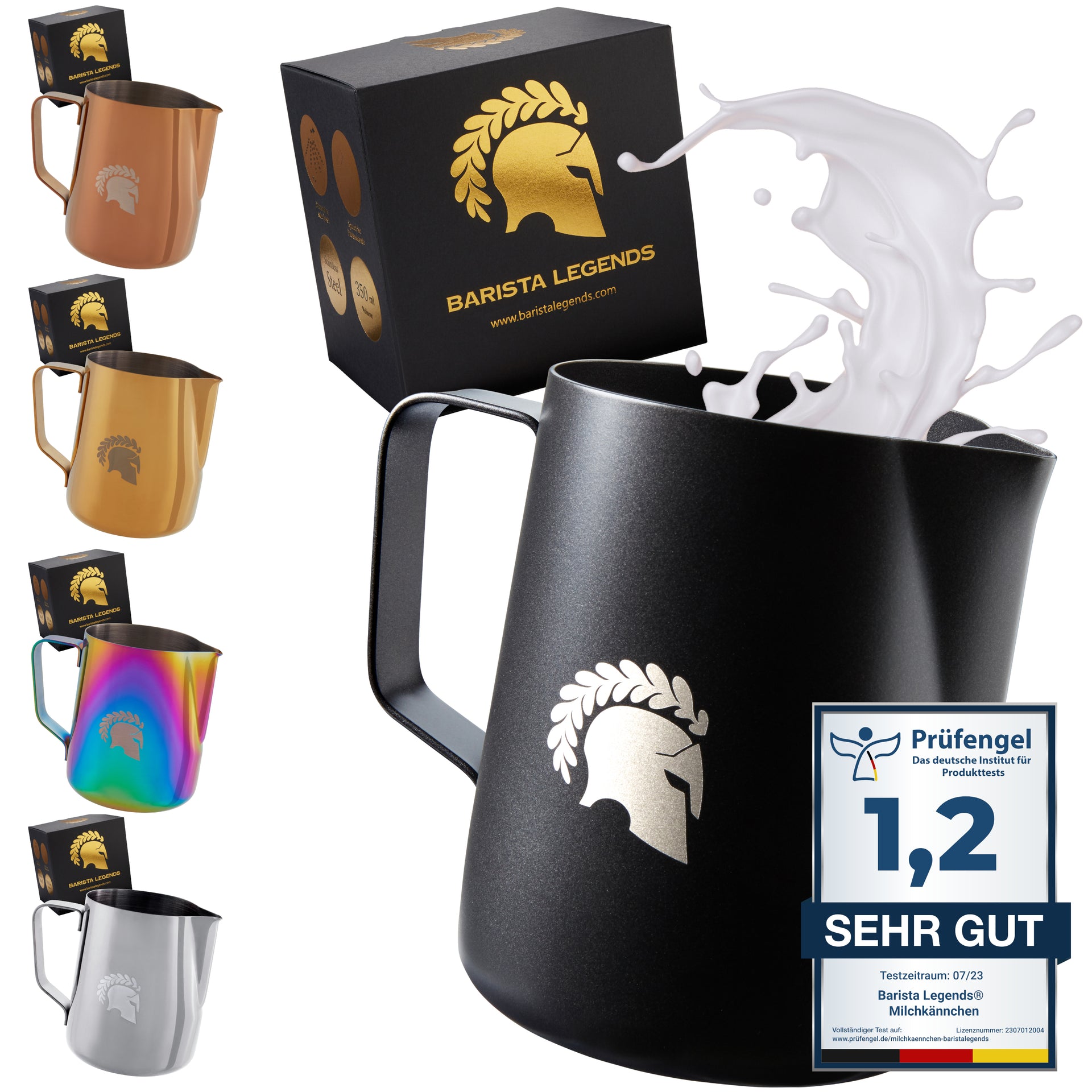 Barista Legends® Milchkännchen Schwarz Edelstahl 600 ml